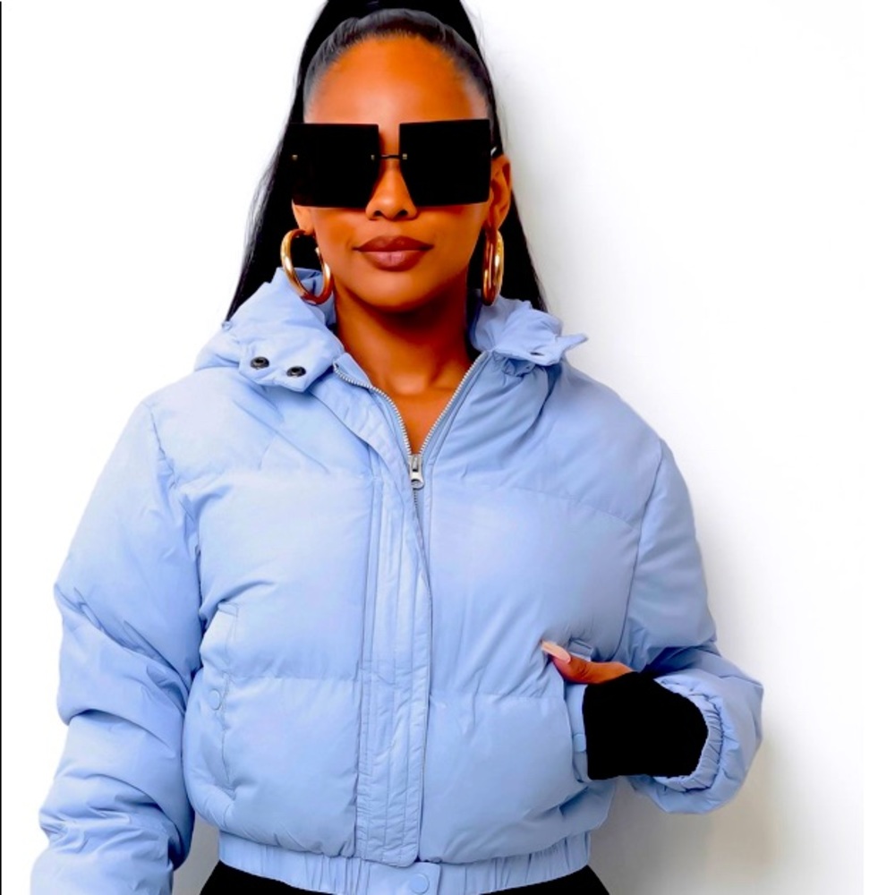 Baby Blue Crop Puff Jacket